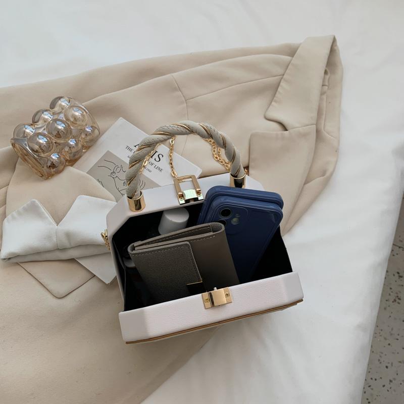 Женская сумка через плечо из искусственной кожи в форме жесткой коробки с короткой веревочной ручкой, 2024, сумки на плечо и кошельки, милая женская дорожная сумка