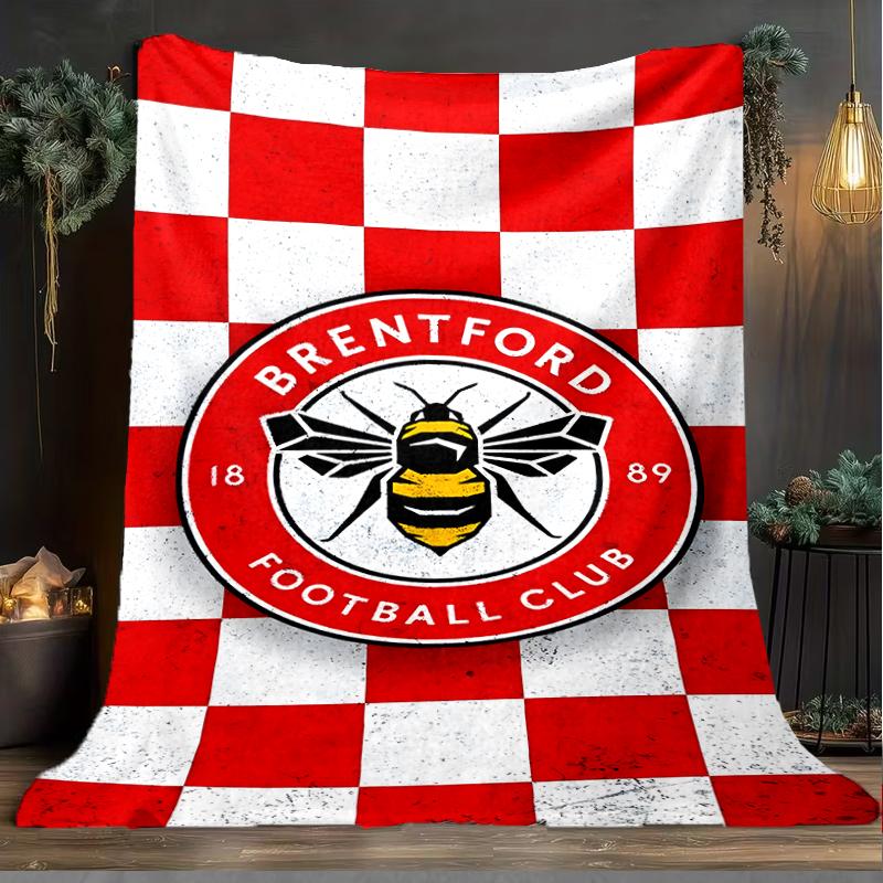 1PC Brentford Football Club Crest Printed Soft Flannel Blanket Throw for Adult Bedroom Living Room Sofa Camping Travel Fan gifts Christmas Gifts