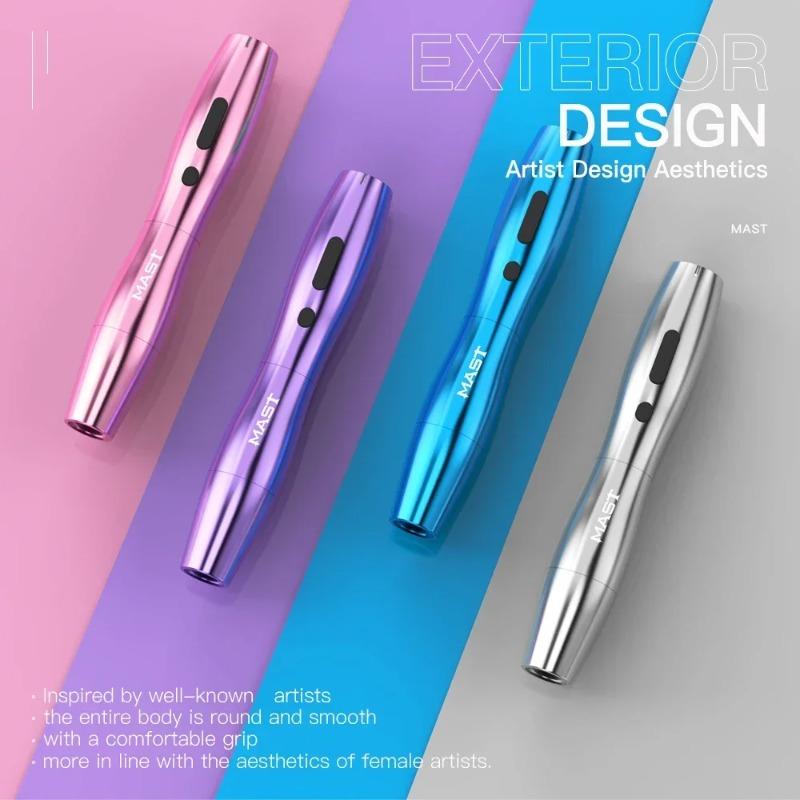 Беспроводной аппарат Mast Tattoo-P20 - 2 аккумулятора по 2400 мАч, непрерывный ход иглы 2,5 мм, функции SMP/тату/макияжа с пультом дистанционного управления, новый дизайн