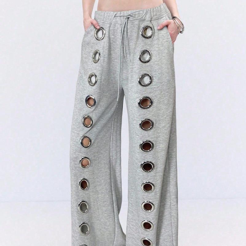 Тренд Y2K европейский и американский железное кольцо гвоздь бусина свободные брюки с прямыми широкими штанинами