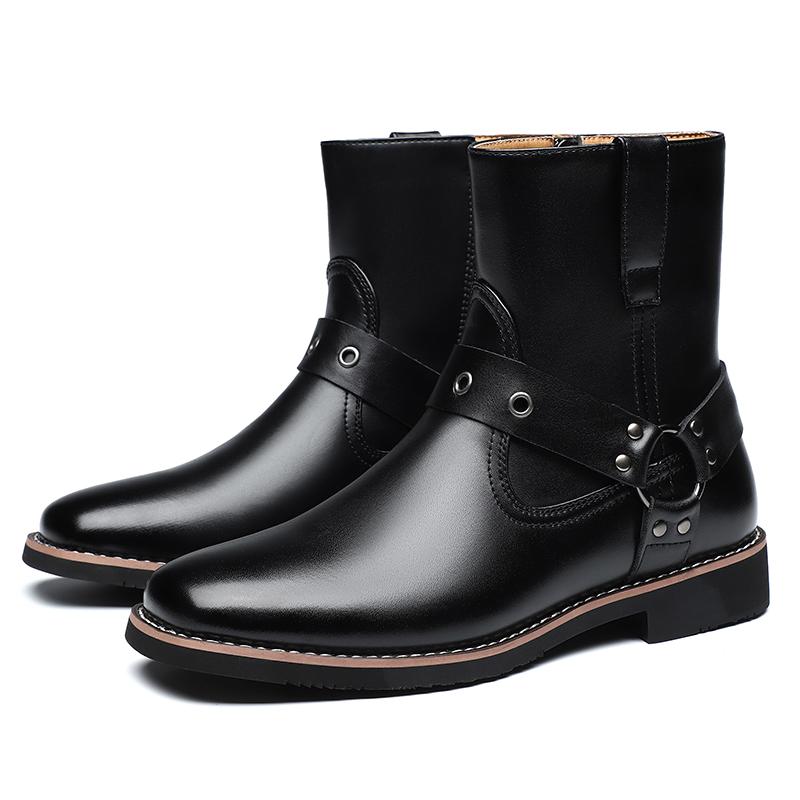 Повседневные высокие мужские кожаные туфли Модный британский стиль дизайна Повседневные уличные прогулки Деловая офисная обувь Популярно
