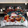 3Pcs Christmas Bedding Set - Santa & Snowman Print Duvet Cover And Pillowcases, Breathable Polyester, Machine Washable