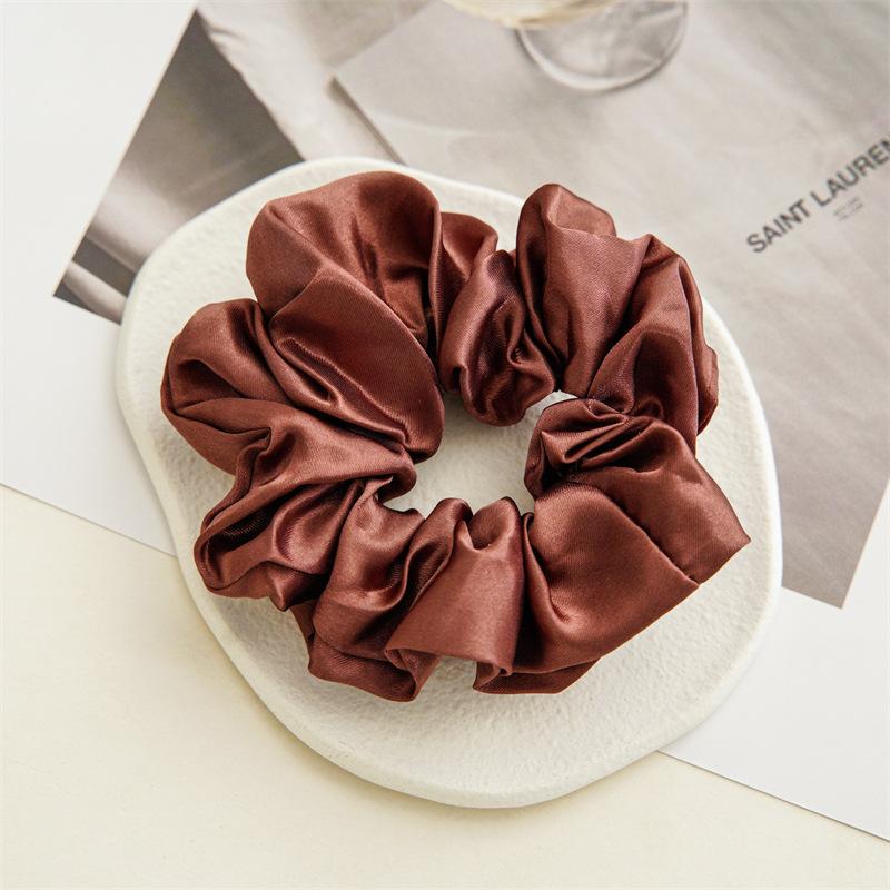 1Pc 12cm Black Brown Women Silk Satin Scrunchies Korean Ladies Girls Elastics Hair Band Ponytail Hold Hair Accessories