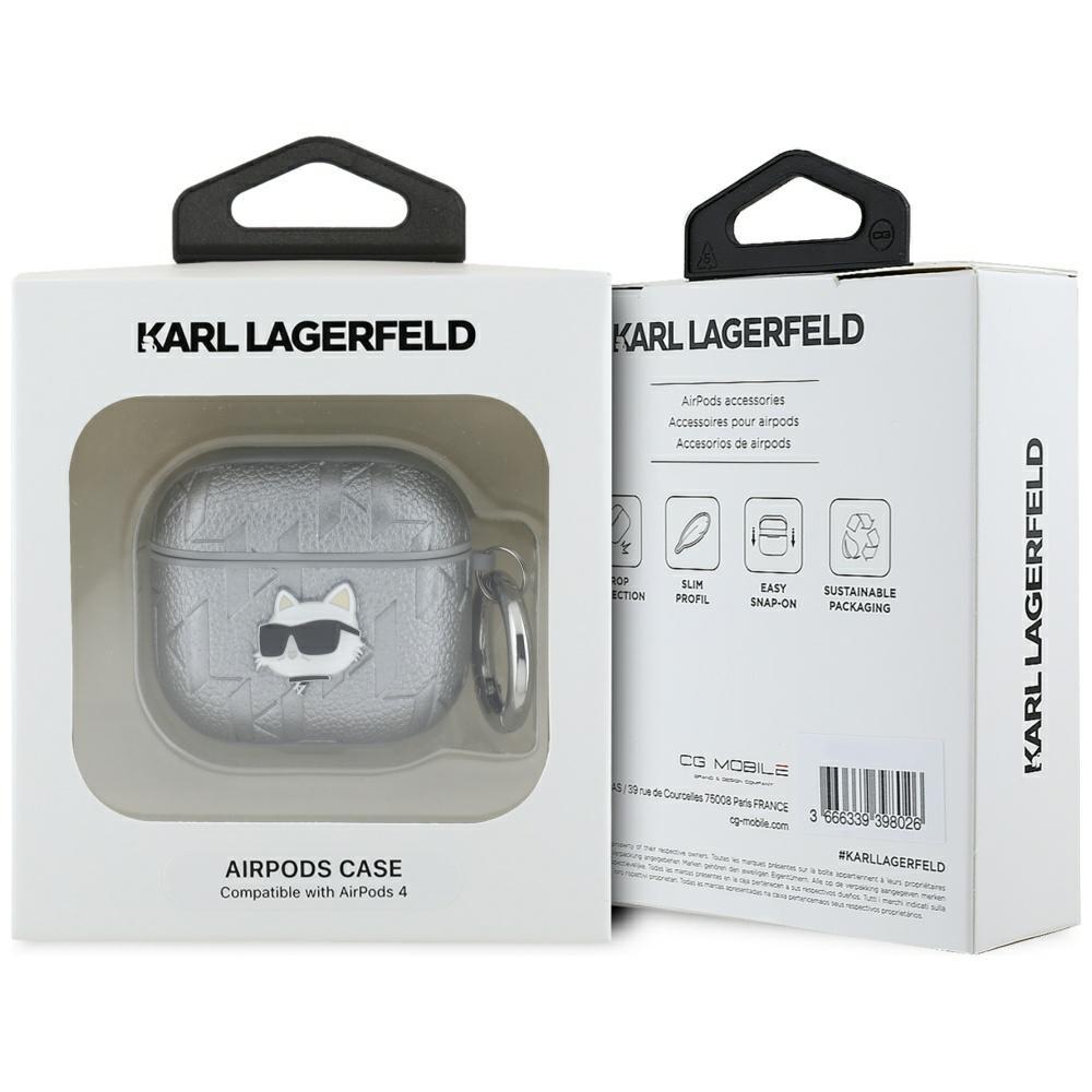 Чехол для AirPods 4 Karl Lagerfeld Monogram Серебристый