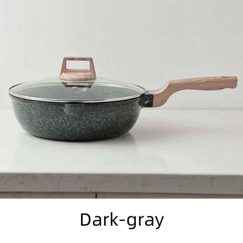 Сковорода с крышкой, антипригарная сковорода для омлета, сотейник с деревянной ручкой, для общего пользования, для газовой и индукционной плиты, кухонный аксессуар
