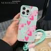 Розовый Чехол Для Телефона С Ручным Рисунком Сердца Для iPhone 17 16 16e 15 14 13 12 Pro Max 11 Plus Ударопрочный С Рисунком Личи Funda
