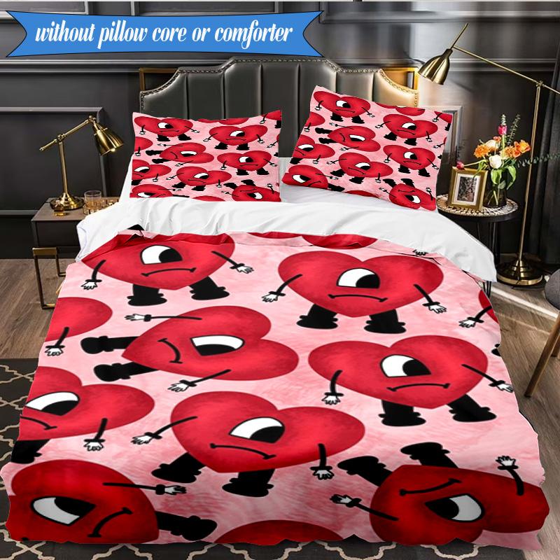 Bad Bunny Collage 3pcs K-pop music group Bedding set,Ideal for Bedroom, Dormitory,Including Duvet Cover And 2pcs Pillowcases,Fan gifts