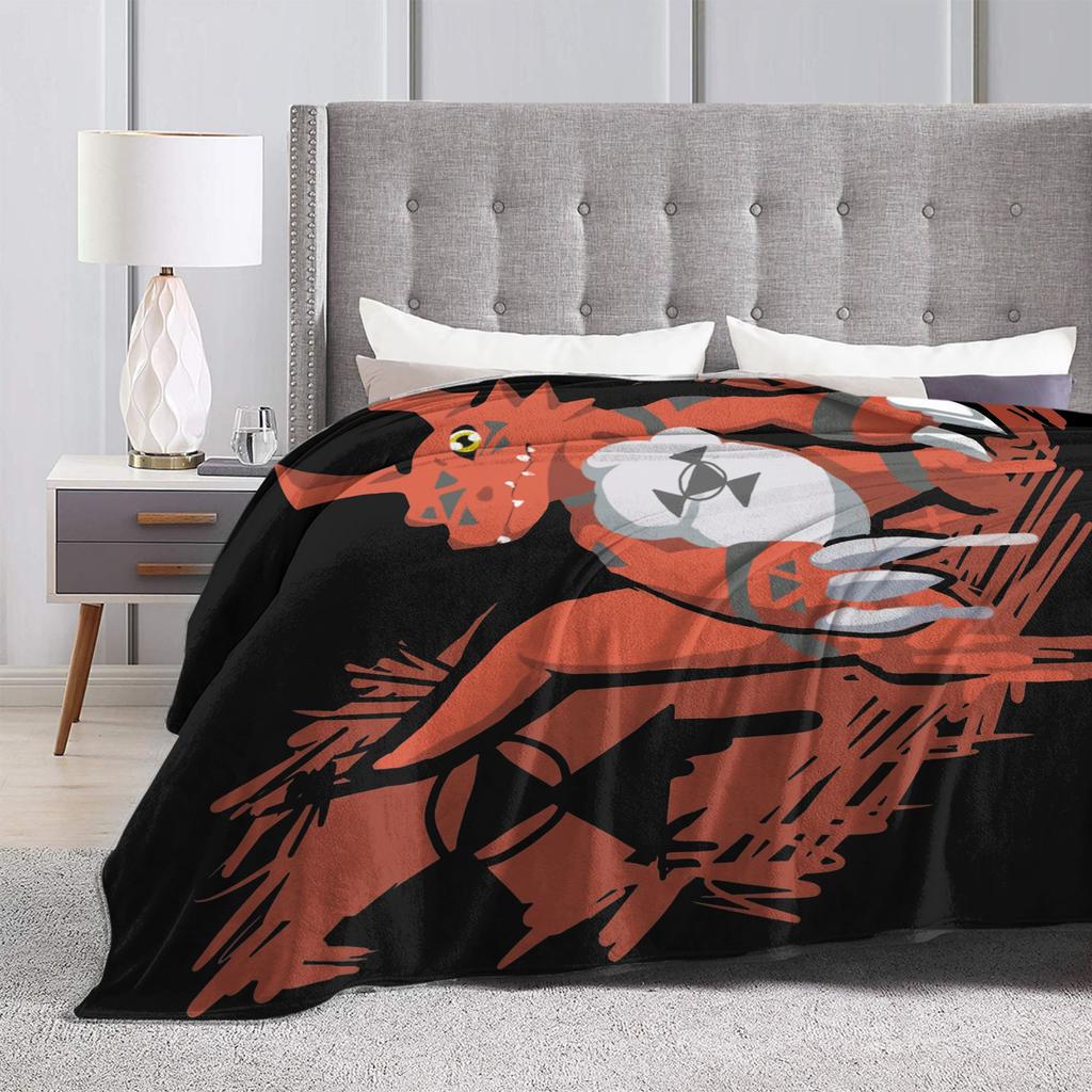 Guilmon Blankets Digimon Nostalgic Anime Wool Vintage Soft Throw Blanket for Bedding Lounge Winter