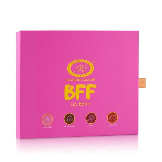 Бальзам для губ Fashion Colour BFF 4 в 1 | 24 часа увлажнения | Идеально для комфорта в течение всего дня | Тостовая роза | Коричневый сахар | Ягода | Персиковый взрыв | 10 мл x 4 недели
