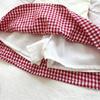 Girls Summer Red And White Plaid Two Piece Set Embroidered Flutter Sleeve Cami Top And Tiered Cake Skirt Outfit