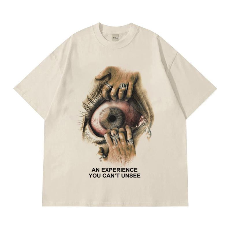 Men TShirt Hip Hop Eye Graphic Oversized Cotton Aesthetic Vintage Korean Harajuku Short Sleeve Tops Tee Y2k Streetwear Clothing