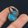 Tree Of Life Aqua Chalcedony Gemstone Copper Wire Wrapped Handmade Jewelry Ring For Gift All Size