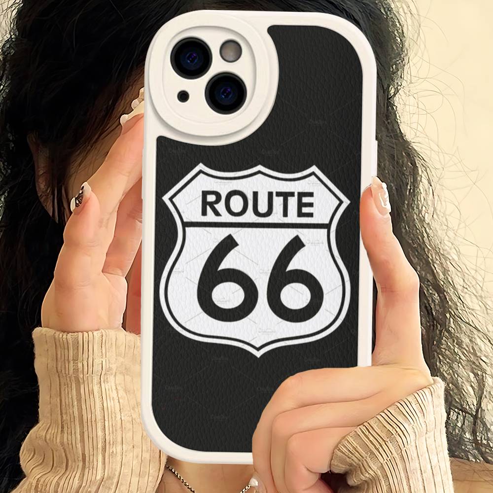 Чехол для телефона America Route 66 для iPhone 16 15 14 11 12 13 Pro Max Plus Задняя крышка из кожи