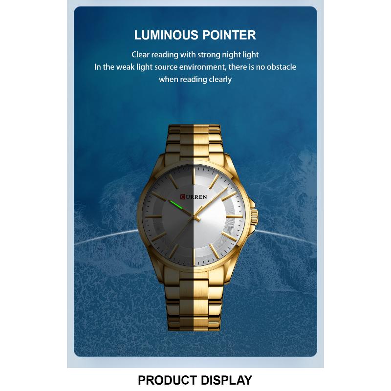 CURREN Новые лучшие мужские часы, водонепроницаемые кварцевые часы, простые часы со стальным ремешком, деловые модные часы