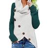 Women's High Collar Solid Color Knitted Sweater with Five Buttons