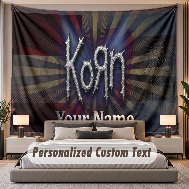 Custom Name Text Tapestry Korn Personalized Polyester Wall Tapestry For Bedroom And Room