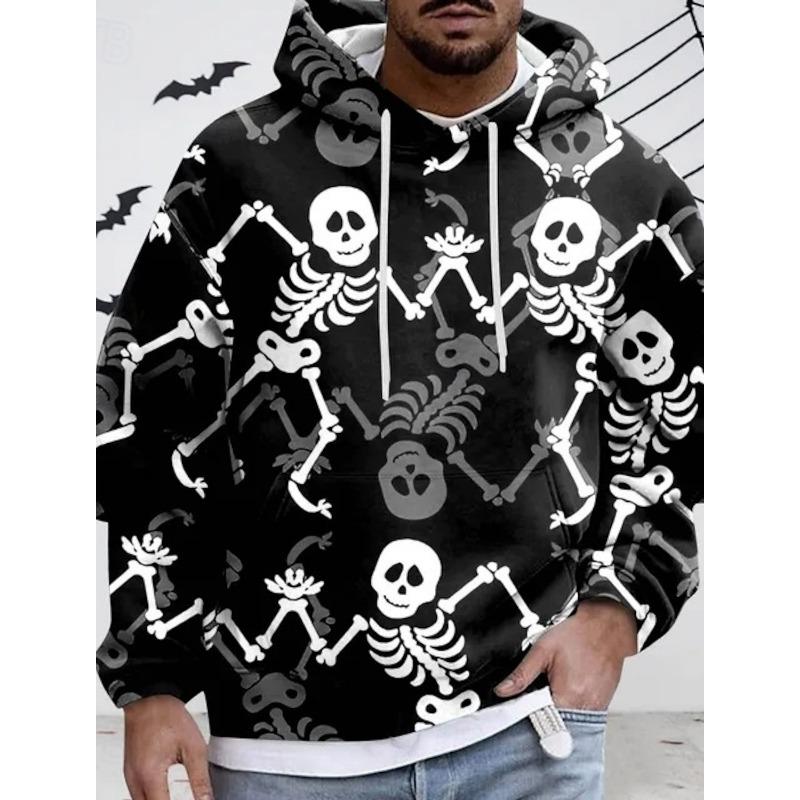 Толстовка с капюшоном на Хэллоуин для мужчин и женщин, повседневная мода, новая 3D-печатная забавная модель черепа-призрака, пара одинаковых карнавальных топов