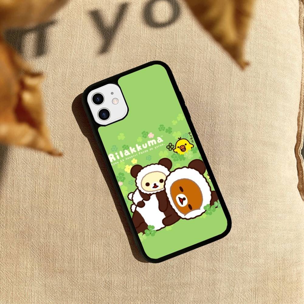 Rilakkuma Расслабленный Медведь Для iPhone 17 16 Pro Max Air 15 14 13 12 Mini Plus 11 Жесткий PC+TPU Задняя крышка телефона