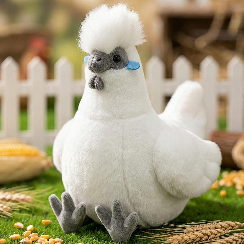 28cm Fluffy Chicken Plush Toys Cute Farmyard Animal White Yellow Chicken Plushies Funny Wet Chick Dolls Girl Boy Gift Home Decor