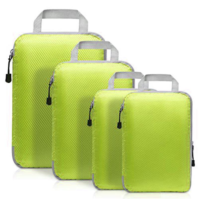 Travel Compression Packing Cubes 4 Set Waterproof Clothes Organizer Bags Luggage Storage Containers for Suitcase