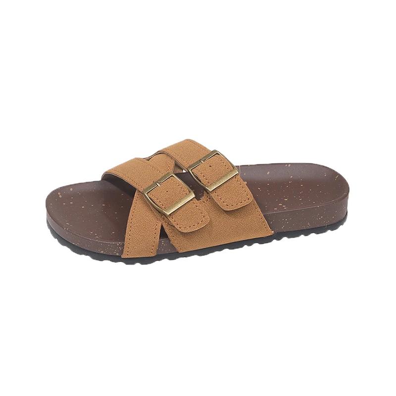 Fashion 2025 Plus Size Women's Shoes Open Toe Women's Slippers Outdoor Casual Slippers Women Round Toe Flat with Buckle Female Sandals