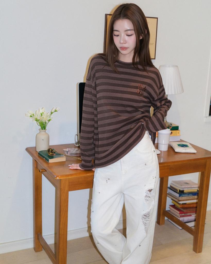 MUAHMUAH Striped Loose Fit Knit [Brown]