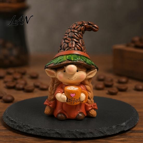 Декор Гном для Кухни, Кофейные Украшения, Милые Смоляные Фигурки, Декоративный Настольный Гном в Боб-Шляпе, Центральный Элемент для Бара и Кофейни для Влюбленных, Мягкая Мебель