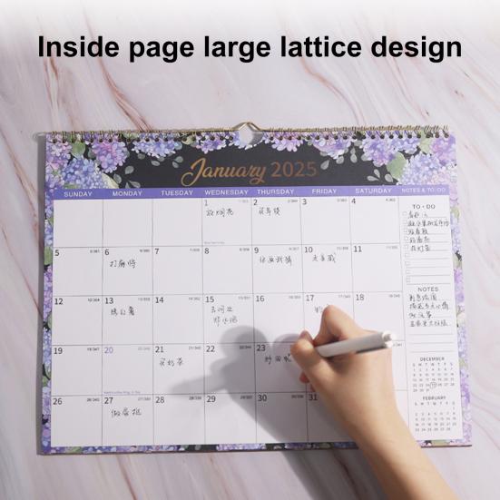 Настенный календарь 2025 года, ежемесячный ежедневник, 12-месячный органайзер для расписания, настенное украшение для домашнего офиса