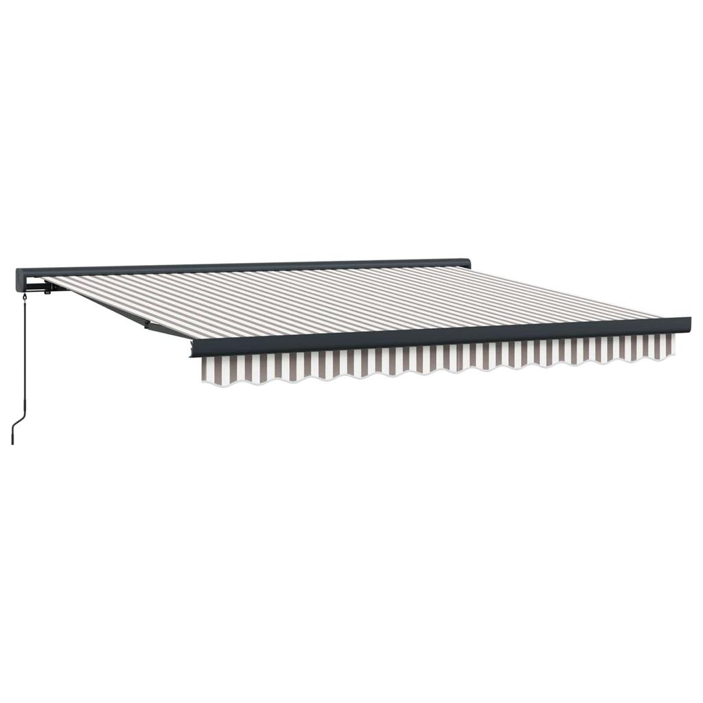 Retractable Awning Light Grey and White 500 x 300 cm