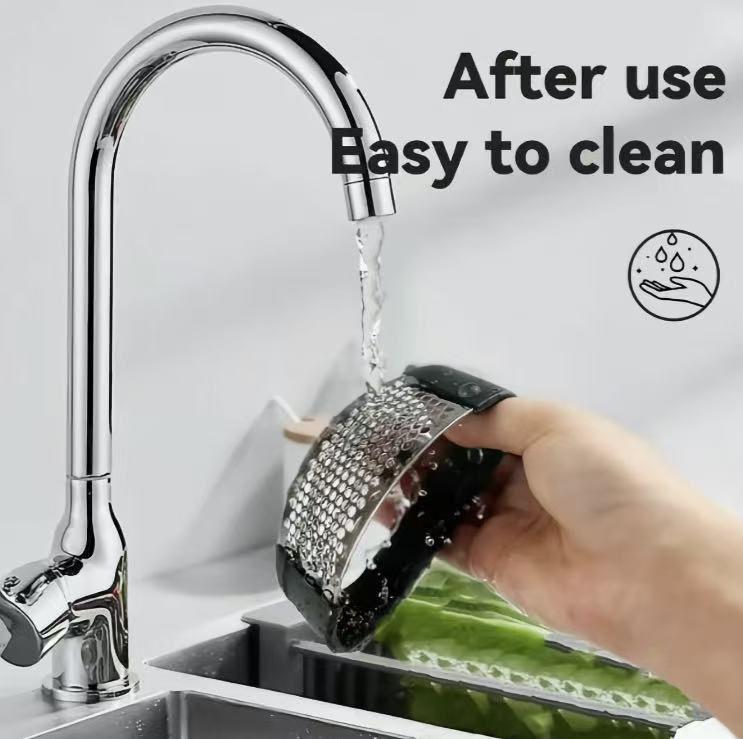 Stainless Steel Garlic Press - Easy Clean Durable Kitchen Gadget for Chopping Crushing Garlic Black