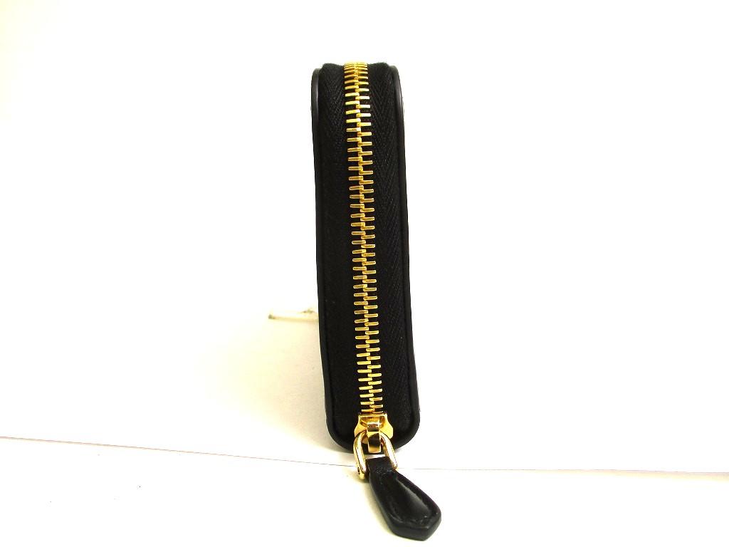 Authentic PRADA Triangel Black Leather Gold H/W Large Round Zip Long Wallet #b076  Seller refurbished