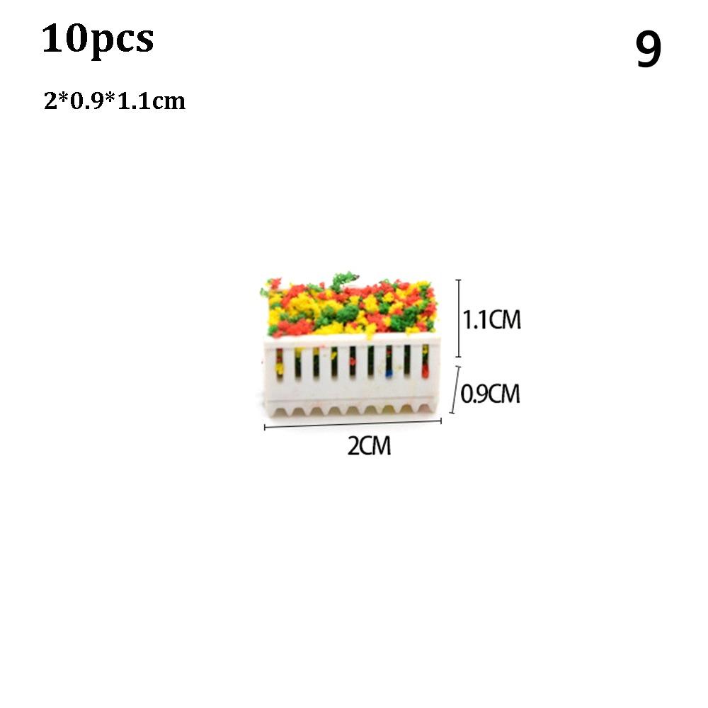 10pcs Plastic Simulation Flower Bed Multistyles Rectangle Flowerbed Park Minihouse Accessories