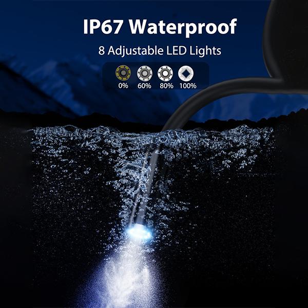 Промышленный эндоскоп, 4,3-дюймовый IPS-экран 1080P HD бороскоп с 8 регулируемыми светодиодными фонарями, водонепроницаемый эндоскоп IP67, змеевидная камера, ручной