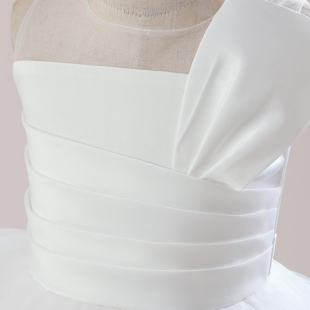 Винтажное тюлевое белое свадебное платье для девочек, элегантное детское праздничное платье принцессы с бантом для подружек невесты для девочек, костюмы на день рождения без рукавов