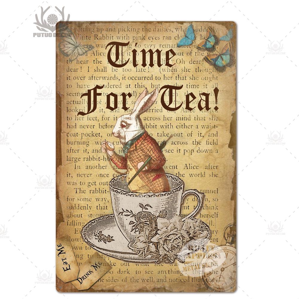 Tea Sign Metal Sign Plaque Metal Vintage Shabby Chic Tin Sign Metal Poster Decorative Iron Plate Kitchen Wall Decor