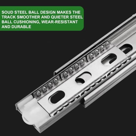 2 шт. Направляющие для ящиков из нержавеющей стали, 3-секционные, с плавным закрыванием, шарикоподшипниковые, для бокового монтажа сзади, полного выдвижения