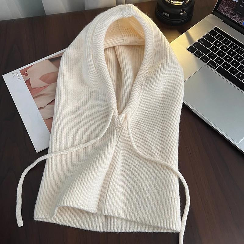 Korean Balaclava Hat Women's Winter Warm Hat Scarf Couple Style Wool Knitted Hat