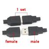 5 Set Male Female USB 4 Pin Plug Socket Connector with Black Plastic Cover