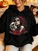 Of Women's Fashionable Hoodie for Autumn and Winter, Retro Latin American Day of the Dead Illustration Style, Printed with Patter