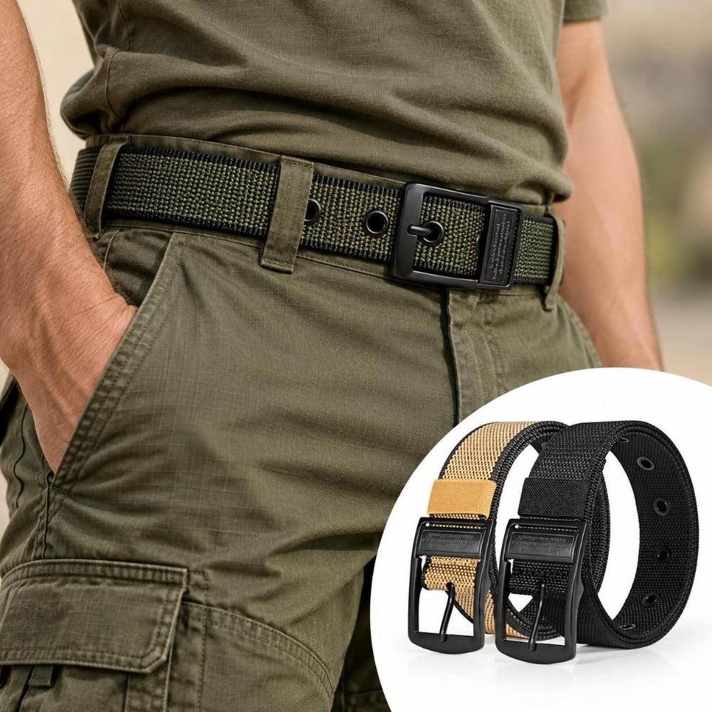 Alloy Pin-Buckle Pin Buckle Belt Unisex Imitation Nylon Weave Belt For Jeans Cargo Pants