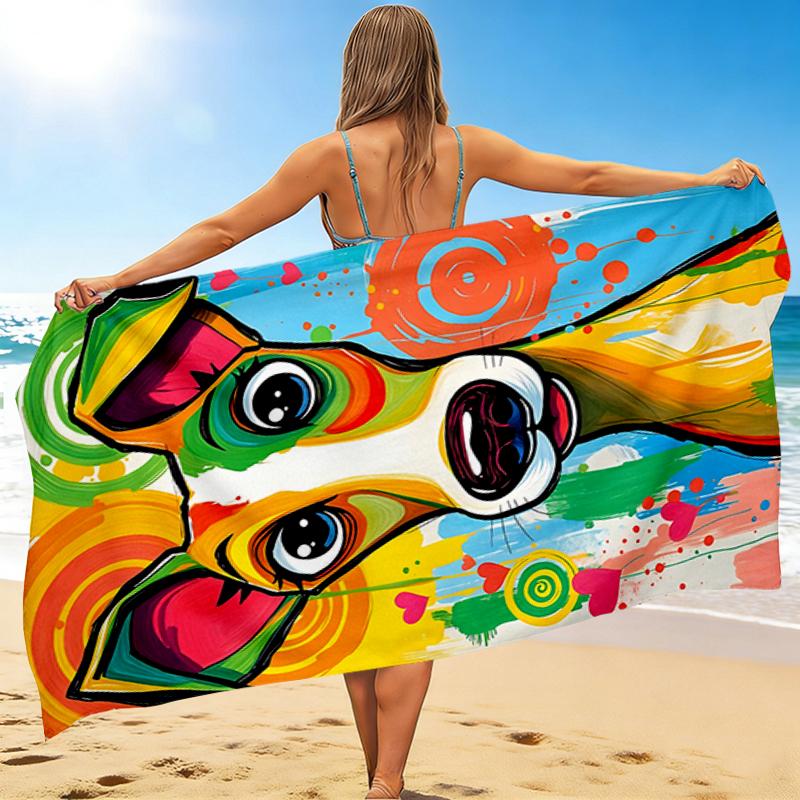 1Pc Colorful Abstract Dog Art Beach Towel Quick Dry Multiuse For Beach Pool Gym Yoga Home Travel Christmas Halloween Xmas Gift G1245