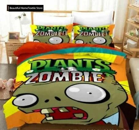 Plants Vs Bedding Sets Zombie Comfortable Duvet Quilt Cover Pillowcase Bedding Set Children Bedroom Decoration Home Textile