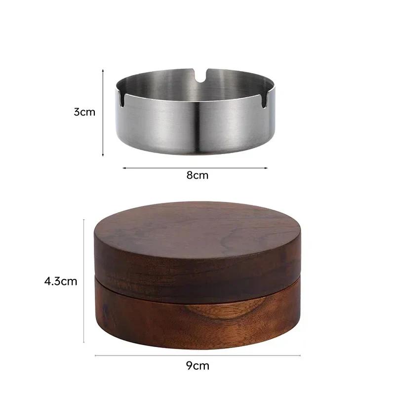 New Handmade Walnut Wood Anti-fly Ash Ashtray Portable with Cover Anti-slip Ash Tray for Home Heat Resistant Smoking Accessories