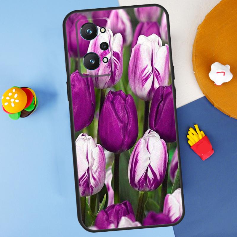 Spring Tulips Flower For Realme C55 C67 C61 C75 C53 C51 C21Y C25S GT 6 6T 5 GT7 Pro 10 11 12 13 14 Pro Plus Case