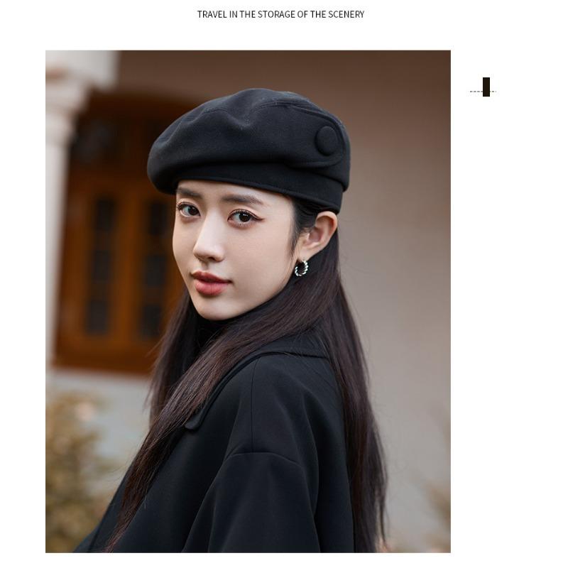 Осенне-зимняя новая шляпа, женский берет на пуговицах, осенне-зимняя шляпа художника, художественная ретро-шляпа Bud