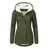 Womens Thick Cotton Puffer Coat With Fleece Lining Mid-Length Hooded Slim Fit Winter Outerwear
