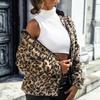 GMXIA Glitter Fall Winter Women's Hooded Long-sleeved Leopard Print Mid-length Double-sided Velvet Loose Casual Coat