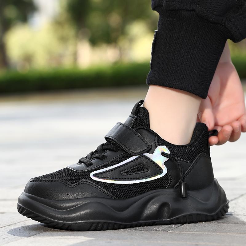 28-38 детские большие легкие дышащие модные повседневные спортивные туфли на липучке с двойной сеткой кроссовки для бега