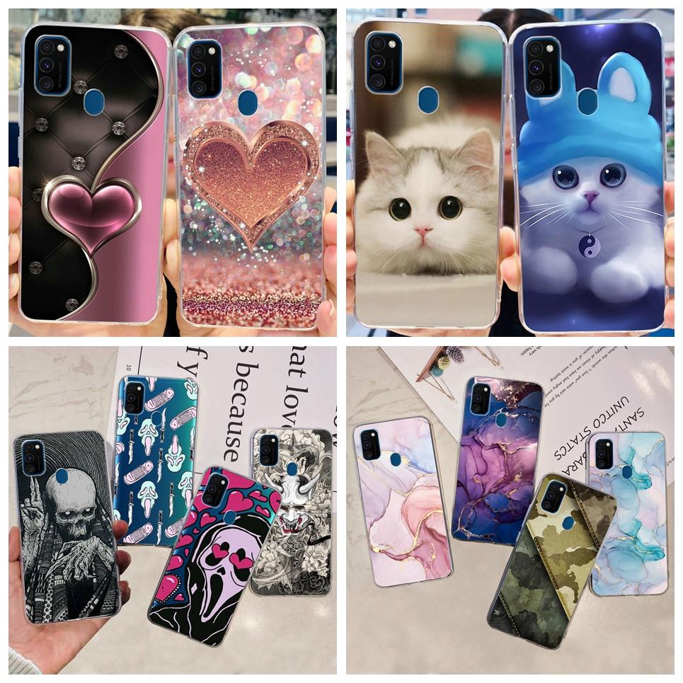 For Cover Samsung M21 Case Marble Cartoon Tpu Silicon Soft Back Phone Cover Cases For Samsung Galaxy M21 M 21 Bumper Funda Capa