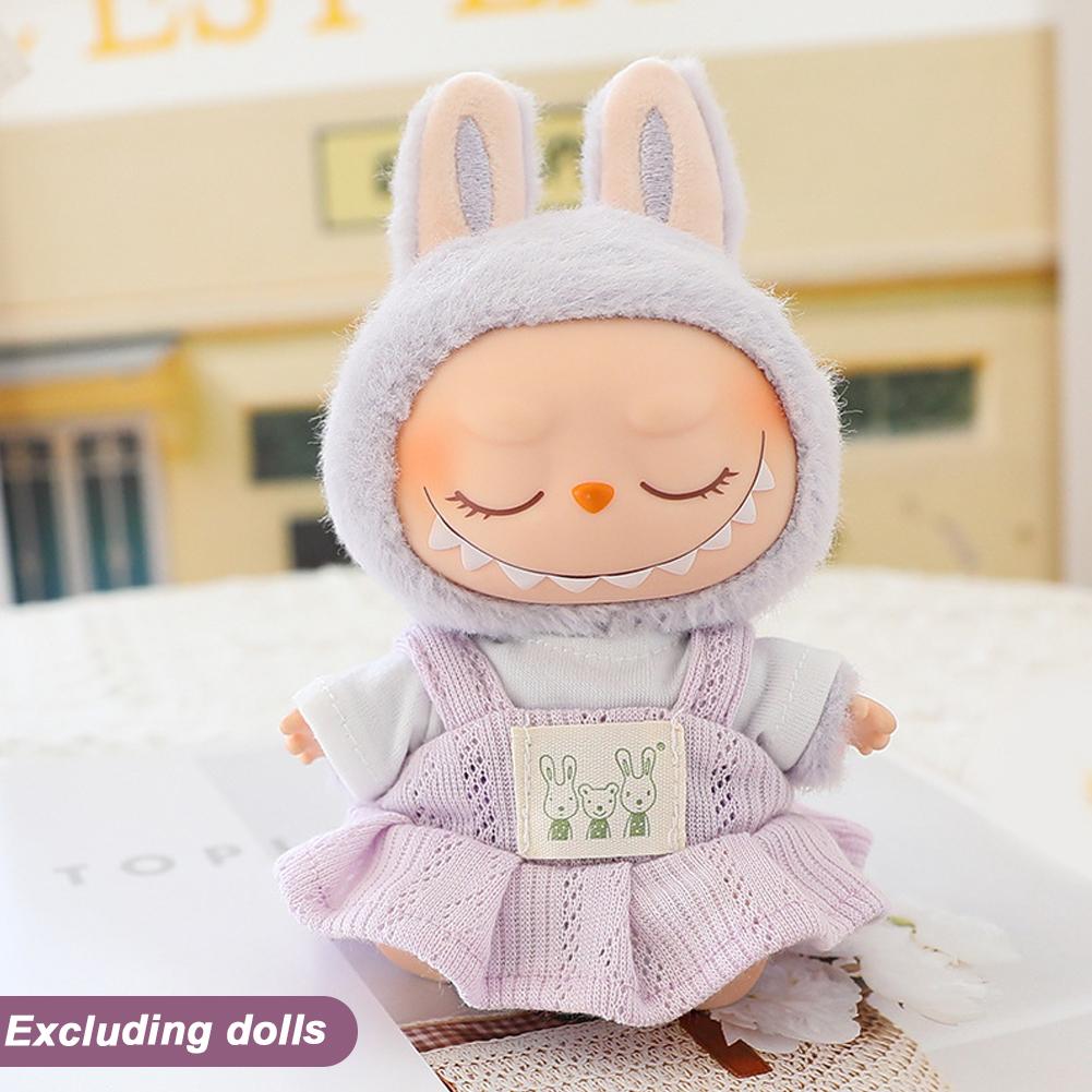 For 17cm Labubu Doll Clothes Fashion Dress Overalls Doll Clothes Color Match Hoodies Dolls Accessories Cute Decoration Little Clothes